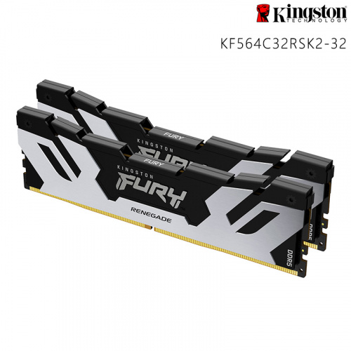 King 金士頓 FURY Renegade反叛者 16GBx2 DDR5-6400 記憶體 CL32 雙通道 黑色 KF564C32RSK2-32