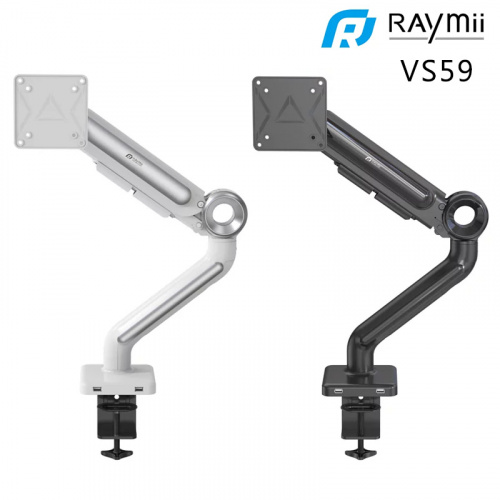 Raymii 瑞米 HALO系列 VS59 鋁合金 USB3.0 氣壓式 螢幕支架 螢幕架 單臂 螢幕增高支架【單螢幕/13-36吋/白色/黑色】
