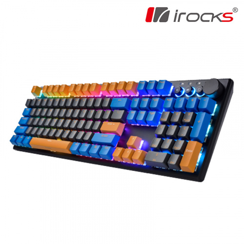 IROCKS 艾芮克 K74R RGB 雙模機械式鍵盤 仲夏黑 中文 青/紅/茶軸