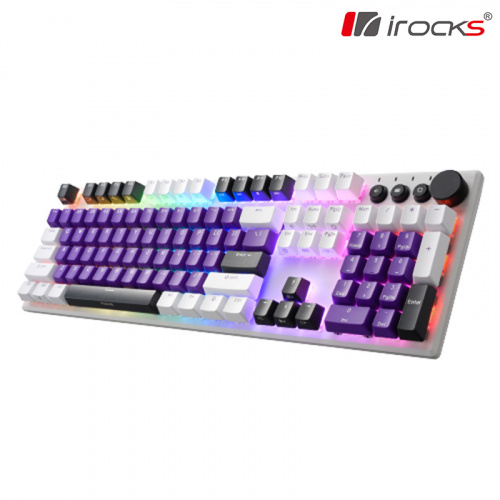 irocks K74R 無線機械式鍵盤 白紫晶 熱插拔Gateron軸 青/茶/紅軸