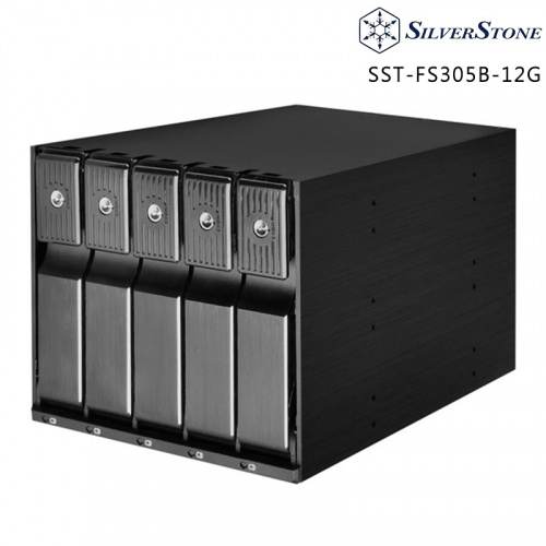 SILVERSTONE 銀欣 FS305-12G 5.25吋x 3 轉3.5吋x 5 熱插拔 SAS 12G / SATA 6Gbit/s 免托盤 內接 硬碟抽取盒 SST-FS305B-12G