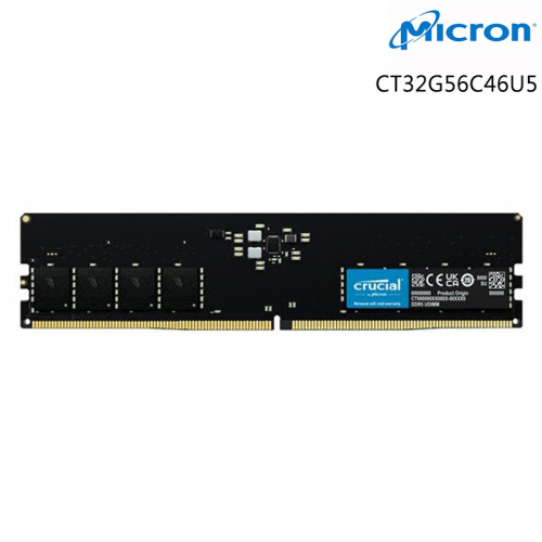 MICRON 美光 Crucial 32GB DDR5-5600 記憶體 CL46 無散熱片 CT32G56C46U5