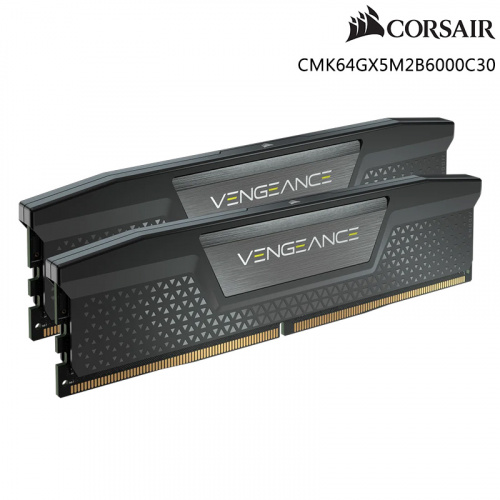 CORSAIR 海盜船 Vengeance 32GBx2 DDR5-6000 超頻記憶體 CL30 雙通道 黑散熱片 CMK64GX5M2B6000C30