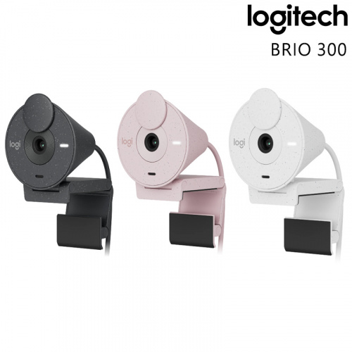 LOGITECH 羅技 BRIO 300 FULL HD USB-C 網路攝影機 石墨灰 玫瑰色 珍珠白