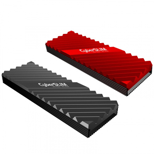 CyberSLIM 大衛肯尼 M2HS M.2 2280 SSD 鋁合金散熱片 紅/黑色