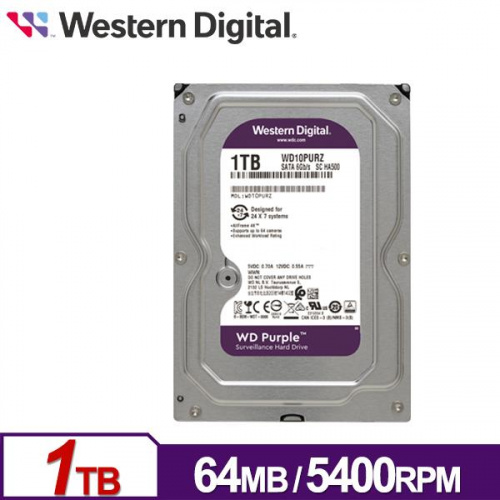 WD 紫標 1TB 監控級 3.5吋 HDD硬碟 5400轉 三年保固 WD10PURZ