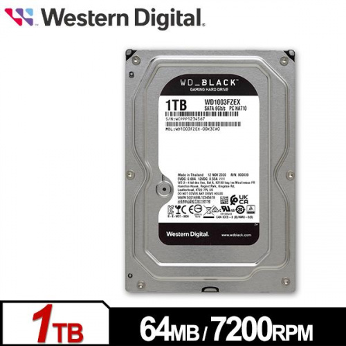 WD 黑標 1TB 電競級 3.5吋 HDD硬碟 7200轉 五年保 WD1003FZEX