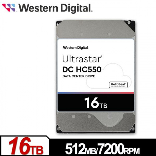 WD HC550 16TB 企業級 3.5吋 HDD硬碟 7200轉 五年保固 WUH721816ALE6L4/0F38462