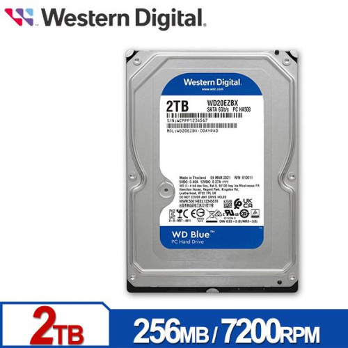 WD 藍標 2TB 3.5吋 HDD硬碟 7200轉 三年保固 WD20EZBX