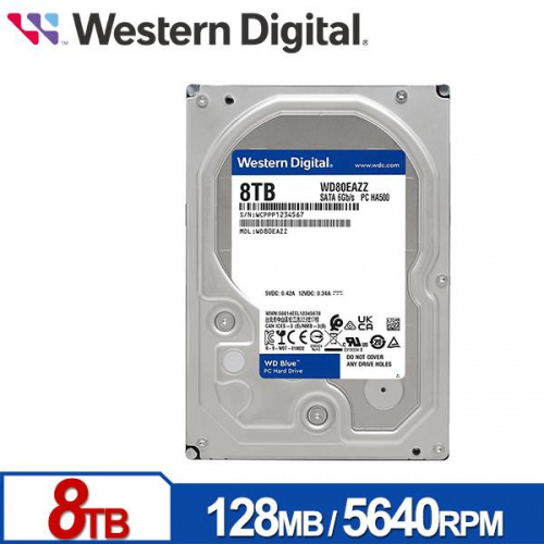 WD 藍標 8TB 3.5吋 HDD硬碟 5640轉 三年保固 WD80EAZZ