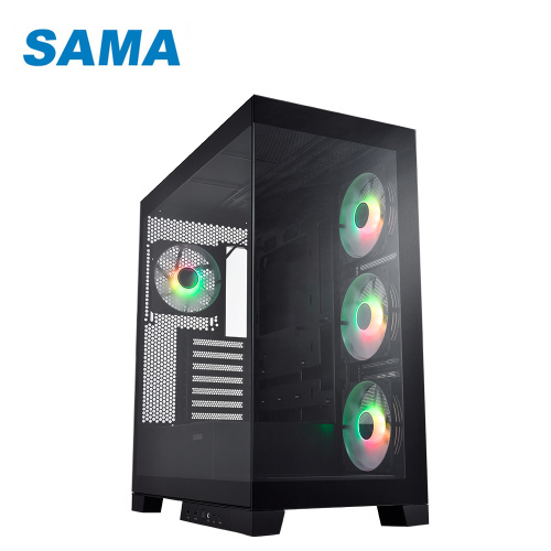 SAMA 先馬 SAK451(B) 大境界 黑色機殼<BR>【ATX/TYPE-C/270度玻璃全景/顯卡長43cm/CPU高18.3cm/預裝風扇x4】