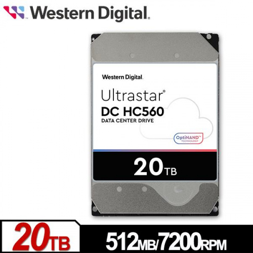 WD HC560 20TB 企業級 3.5吋 HDD硬碟 7200轉 五年保固 WUH722020ALE6L4/0F38785