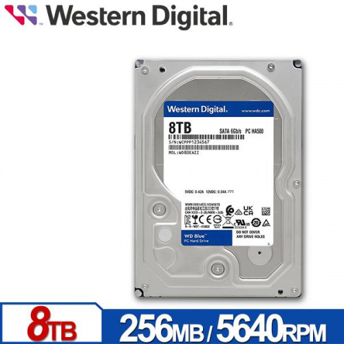 WD 藍標 8TB 3.5吋 HDD硬碟 5640轉 五年保固 WD80EAAZ