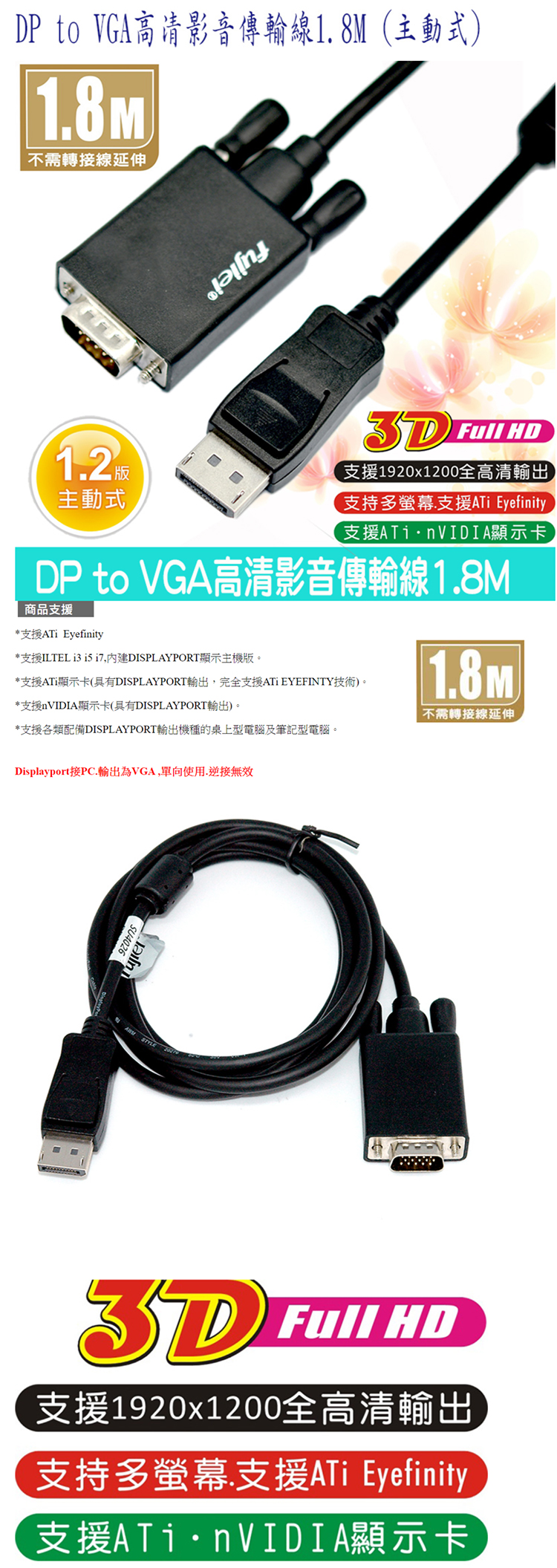 力祥-SU4026-DisplayPort公-轉-VGA公-1.8米-主動式轉接線-內.jpg